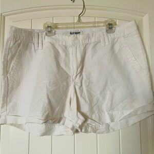 Old Navy White Linen/Cotton Shorts (Relaxed Fit)